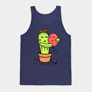 Cute Cactus shaved for a hug with a pink balloon Tank Top